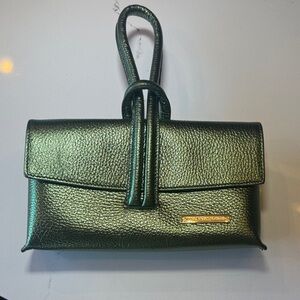 Tuscany Leather Metallic Green Italian Leather Clutch Wristlet Made in Italy 🇮🇹
